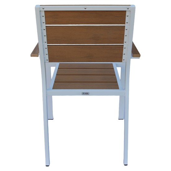 Πολυθρόνα Κήπου  TOBAGO Λευκό/Καρυδί Αλουμίνιο/Ξύλο 55x55x86cm