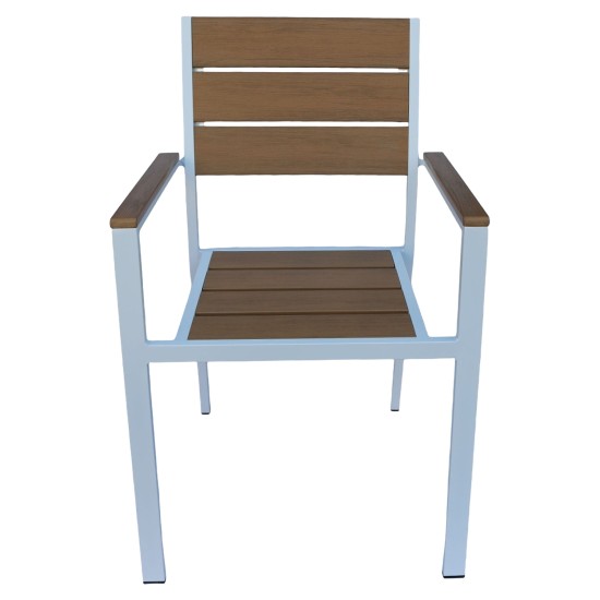 Πολυθρόνα Κήπου  TOBAGO Λευκό/Καρυδί Αλουμίνιο/Ξύλο 55x55x86cm