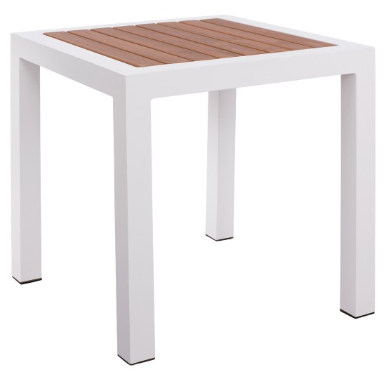 Τραπέζι Κήπου  LOMBOK Λευκό/Καρυδί Αλουμίνιο/Polywood 45x45x45.5cm