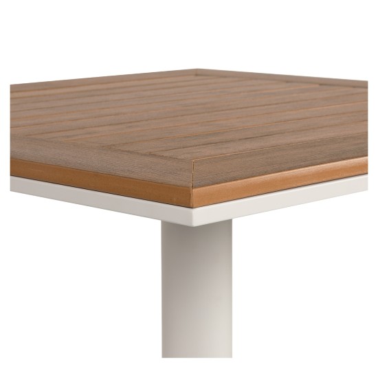 Τραπέζι Κήπου  NAMIBIA Λευκό/Καρυδί Αλουμίνιο/Polywood 60x60x72cm