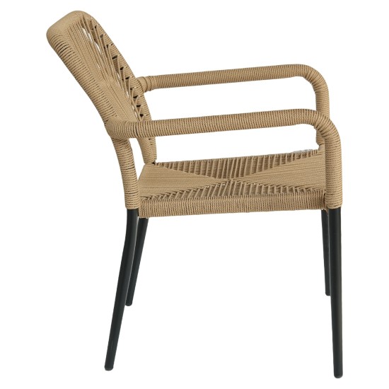 Πολυθρόνα Κήπου  TINKISSO Μαύρο/Φυσικό Αλουμίνιο/Rattan 57x63x82cm