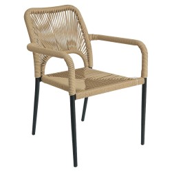 Πολυθρόνα Κήπου  TINKISSO Μαύρο/Φυσικό Αλουμίνιο/Rattan 57x63x82cm