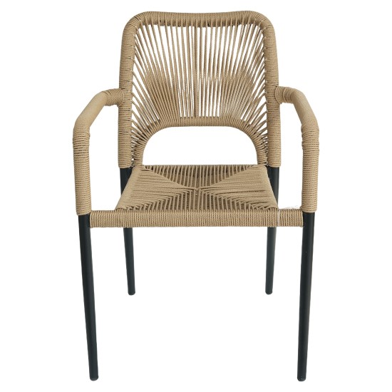 Πολυθρόνα Κήπου  TINKISSO Μαύρο/Φυσικό Αλουμίνιο/Rattan 57x63x82cm