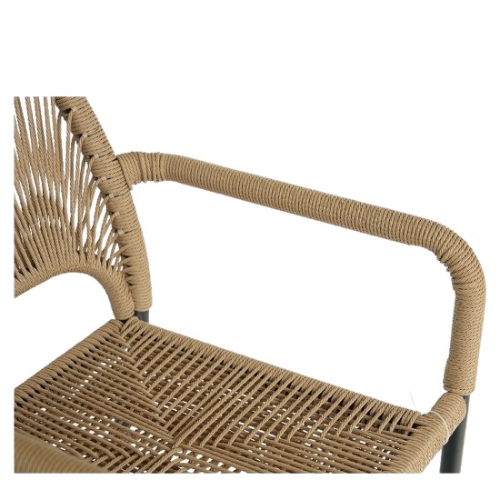 Πολυθρόνα Κήπου  TINKISSO Μαύρο/Φυσικό Αλουμίνιο/Rattan 57x63x82cm