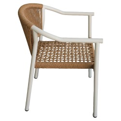 Πολυθρόνα Κήπου  KINOSSA Λευκό/Φυσικό RATTAN Αλουμίνιο/Rattan 54x59x76cm