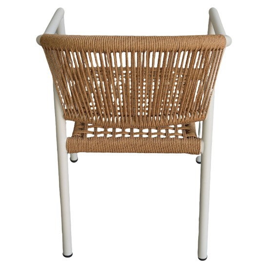 Πολυθρόνα Κήπου  KINOSSA Λευκό/Φυσικό RATTAN Αλουμίνιο/Rattan 54x59x76cm