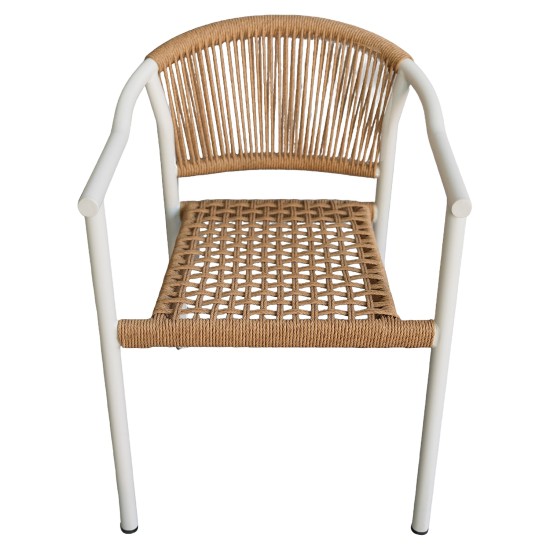 Πολυθρόνα Κήπου  KINOSSA Λευκό/Φυσικό RATTAN Αλουμίνιο/Rattan 54x59x76cm