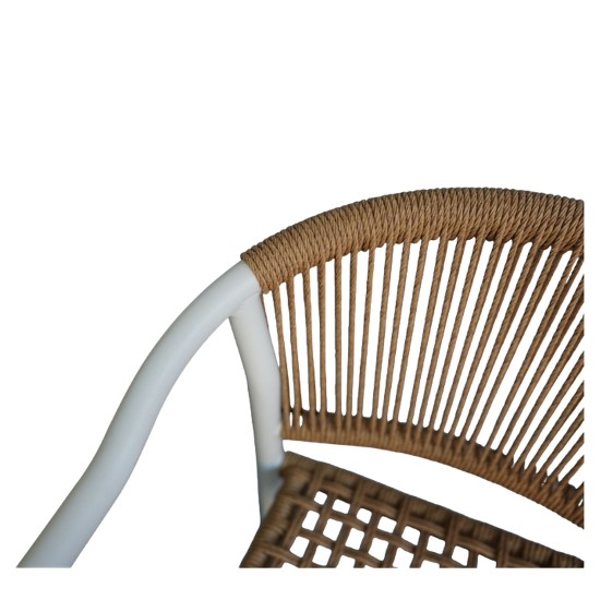 Πολυθρόνα Κήπου  KINOSSA Λευκό/Φυσικό RATTAN Αλουμίνιο/Rattan 54x59x76cm