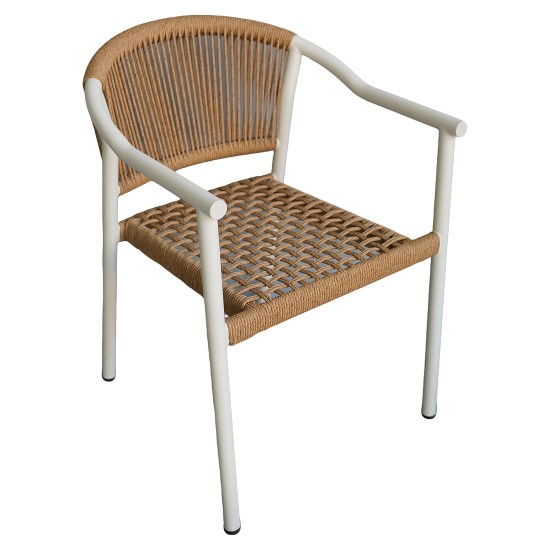 Πολυθρόνα Κήπου  KINOSSA Λευκό/Φυσικό RATTAN Αλουμίνιο/Rattan 54x59x76cm
