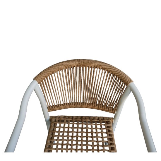 Πολυθρόνα Κήπου  KINOSSA Λευκό/Φυσικό RATTAN Αλουμίνιο/Rattan 54x59x76cm