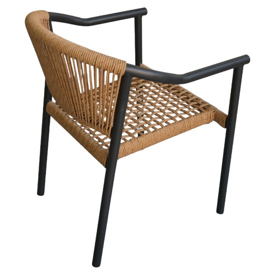 Πολυθρόνα Κήπου  KINOSSA Ανθρακί/Φυσικό RATTAN Αλουμίνιο/Rattan 54x59x76cm