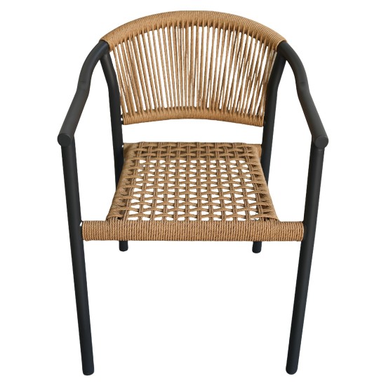 Πολυθρόνα Κήπου  KINOSSA Ανθρακί/Φυσικό RATTAN Αλουμίνιο/Rattan 54x59x76cm