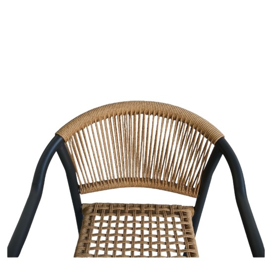 Πολυθρόνα Κήπου  KINOSSA Ανθρακί/Φυσικό RATTAN Αλουμίνιο/Rattan 54x59x76cm