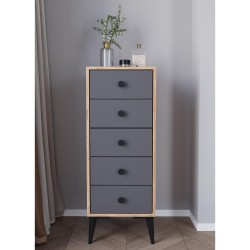 Συρταριέρα  AMARI Δρυς/Ανθρακί Μοριοσανίδα 43x43x114cm Συρταριέρα  AMARI Δρυς/Ανθρακί Μοριοσανίδα 43x43x114cm