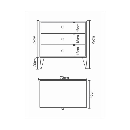 Συρταριέρα  AMARI Δρυς/Ανθρακί Μοριοσανίδα 72x43x79cm