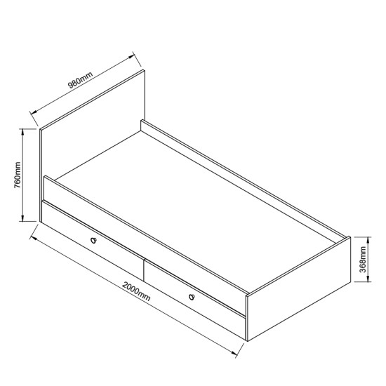 Κρεβάτι Μονό  AMARI Βελανιδί Μοριοσανίδα 200x98cm