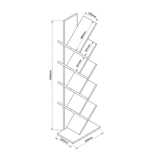 Βιβλιοθήκη  AZIZI Καρυδί Μοριοσανίδα 35x19.5x130cm