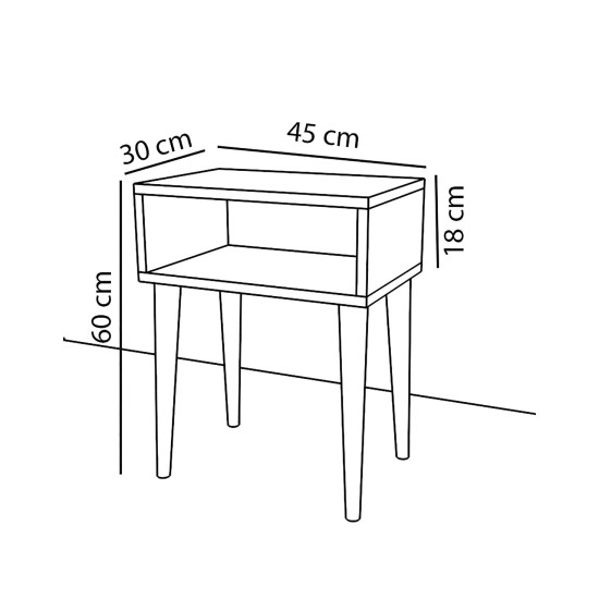 Κομοδίνο  GANIRU Καρυδί Μοριοσανίδα/Ξύλο 45x30x60cm