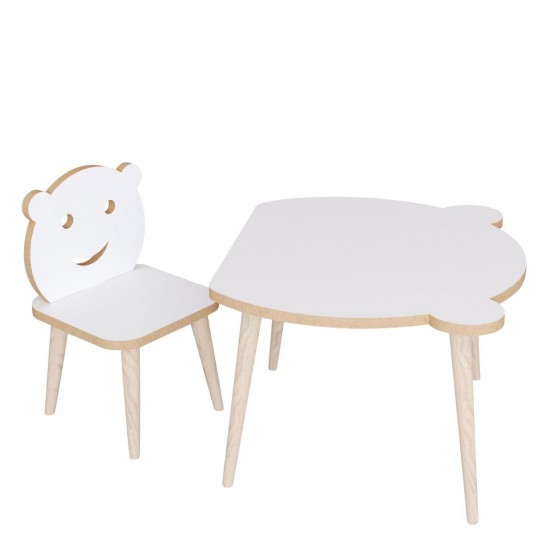 Τραπεζάκι Παιδικό ArteLibre AMAHLE Με Κάθισμα Λευκό MDF/Ξύλο 46x50x42cm - ART-14870186