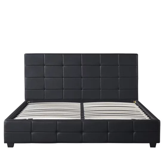 Κρεβάτι  ABELIA Μαύρο PU 214.5x170x100cm (Στρώμα 160x200cm)
