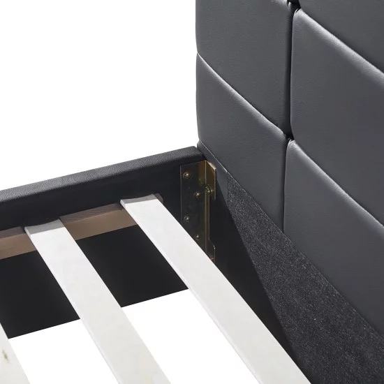 Κρεβάτι  ABELIA Μαύρο PU 214.5x170x100cm (Στρώμα 160x200cm)
