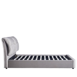 Κρεβάτι Διπλό  ACAENA Γκρι Βελούδο 224x182.5x97cm (Στρώμα 160x200cm)