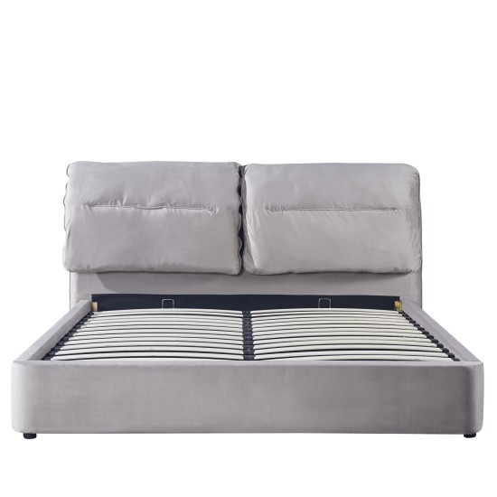 Κρεβάτι Διπλό ACAENA Γκρι Βελούδο 224x182.5x97cm (Στρώμα 160x200cm) Κρεβάτι Διπλό ACAENA Γκρι Βελούδο 224x182.5x97cm (Στρώμα 160x200cm)
