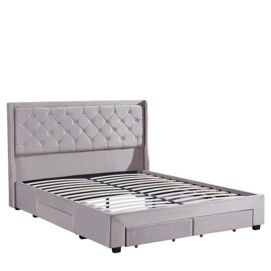 Κρεβάτι Διπλό ArteLibre ANNONA Ivory Βελούδο (Στρώμα 160x200cm) - ART-14920007