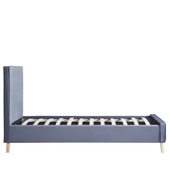 Κρεβάτι Μονό  TULIP Σκούρο Γκρι Βελούδο 206.5x100.5x110cm (Στρώμα 90x190cm)