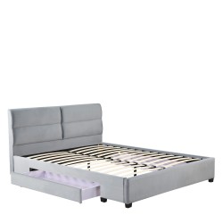 Κρεβάτι Διπλό  PRODREAM Γκρι Ύφασμα 206x169x96cm (Στρώμα 160x200cm)