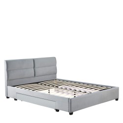 Κρεβάτι Διπλό  PRODREAM Γκρι Ύφασμα 206x169x96cm (Στρώμα 160x200cm)