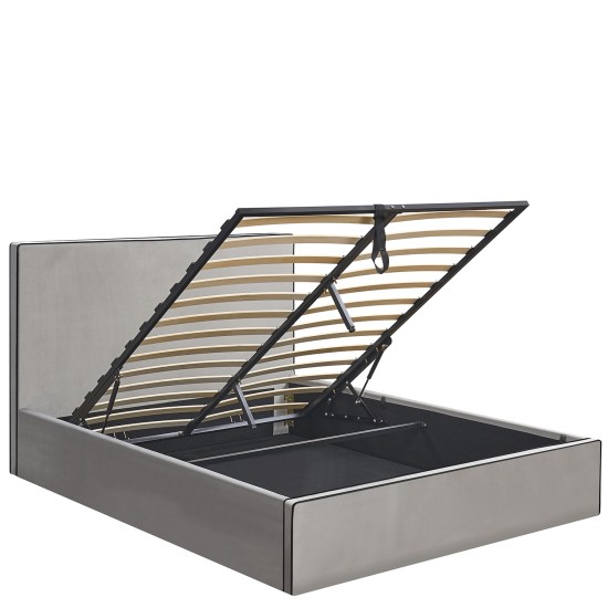 Κρεβάτι Υπέρδιπλο  WICHITA Γκρι Ύφασμα Για Στρώμα 160x200cm