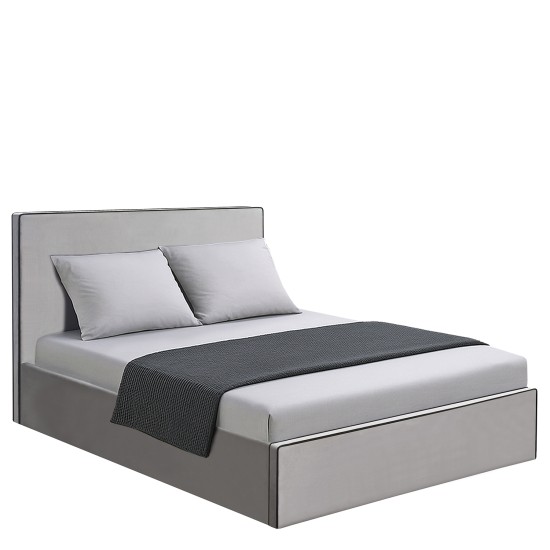 Κρεβάτι Υπέρδιπλο  WICHITA Γκρι Ύφασμα Για Στρώμα 160x200cm