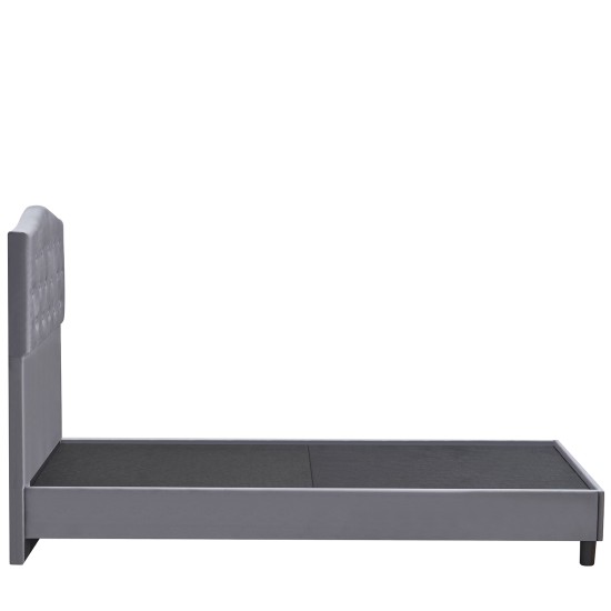 Κρεβάτι Μονό  JUNIPER Γκρι Ύφασμα Για Στρώμα 90x200cm