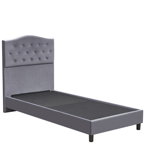 Κρεβάτι Μονό  JUNIPER Γκρι Ύφασμα Για Στρώμα 90x200cm