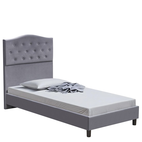 Κρεβάτι Μονό  JUNIPER Γκρι Ύφασμα Για Στρώμα 90x200cm