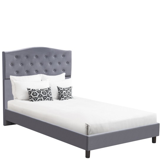 Κρεβάτι Ημίδιπλο  JUNIPER Γκρι Ύφασμα Για Στρώμα 120x200cm