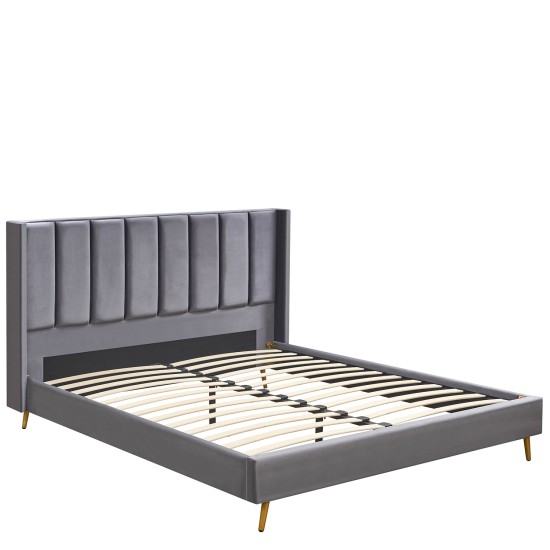 Κρεβάτι Υπέρδιπλο  SEDONA Γκρι Ύφασμα Για Στρώμα 160x200cm