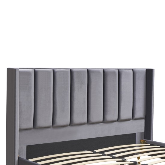 Κρεβάτι Υπέρδιπλο  SEDONA Γκρι Ύφασμα Για Στρώμα 160x200cm