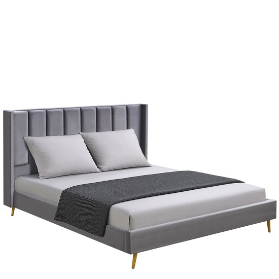 Κρεβάτι Υπέρδιπλο  SEDONA Γκρι Ύφασμα Για Στρώμα 160x200cm