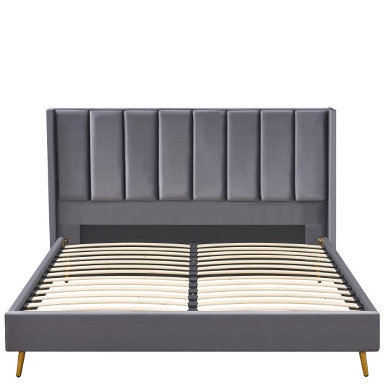 Κρεβάτι Υπέρδιπλο  SEDONA Γκρι Ύφασμα Για Στρώμα 160x200cm