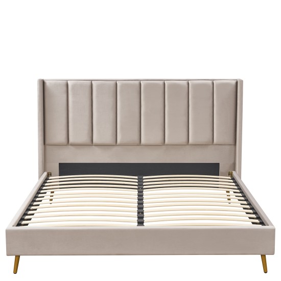 Κρεβάτι Υπέρδιπλο  SEDONA Μπεζ Ύφασμα Για Στρώμα 160x200cm