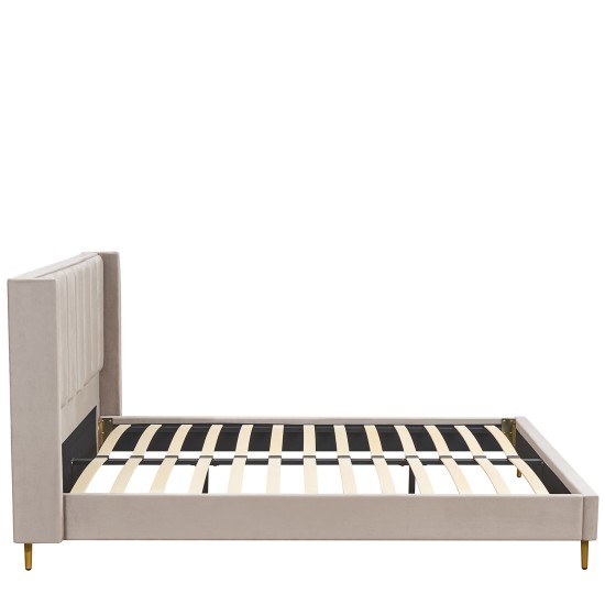 Κρεβάτι Υπέρδιπλο  SEDONA Μπεζ Ύφασμα Για Στρώμα 160x200cm