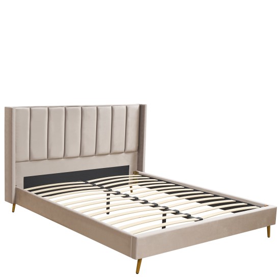 Κρεβάτι Υπέρδιπλο  SEDONA Μπεζ Ύφασμα Για Στρώμα 160x200cm