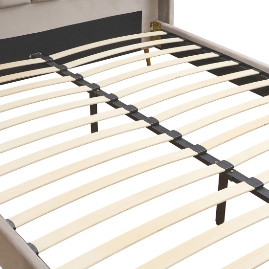 Κρεβάτι Υπέρδιπλο  SEDONA Μπεζ Ύφασμα Για Στρώμα 160x200cm