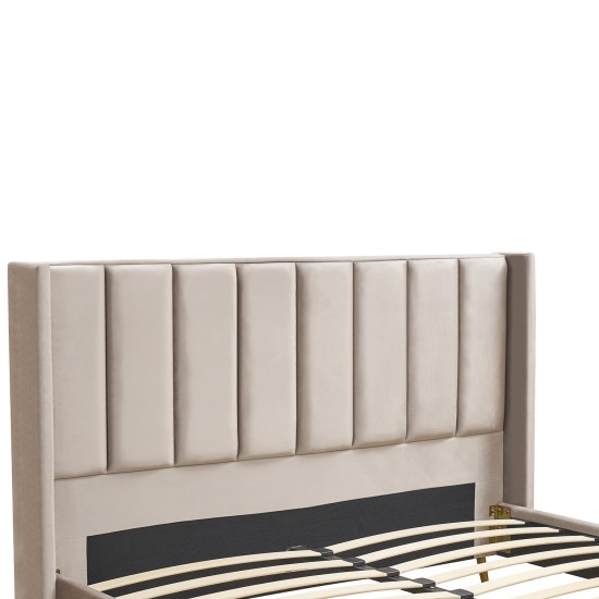 Κρεβάτι Υπέρδιπλο  SEDONA Μπεζ Ύφασμα Για Στρώμα 160x200cm