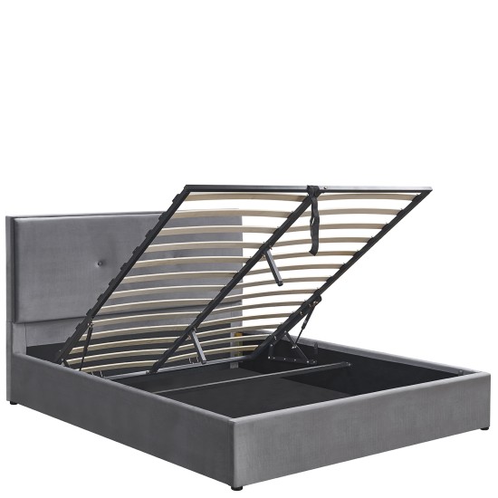 Κρεβάτι Υπέρδιπλο  YUMA Γκρι Ύφασμα Για Στρώμα 160x200cm