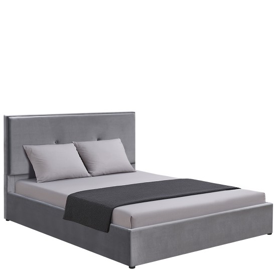 Κρεβάτι Υπέρδιπλο  YUMA Γκρι Ύφασμα Για Στρώμα 160x200cm