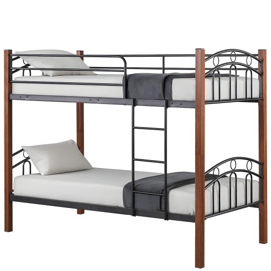 Κουκέτα  KETCHUM Μαύρο/Καρυδί Για Στρώμα 90x190cm