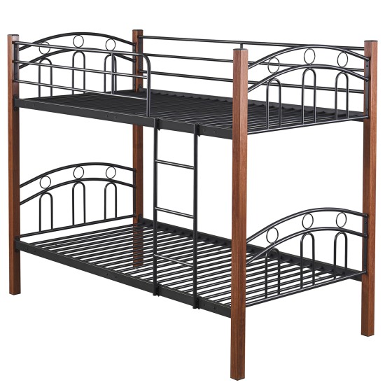 Κουκέτα  KETCHUM Μαύρο/Καρυδί Για Στρώμα 90x190cm